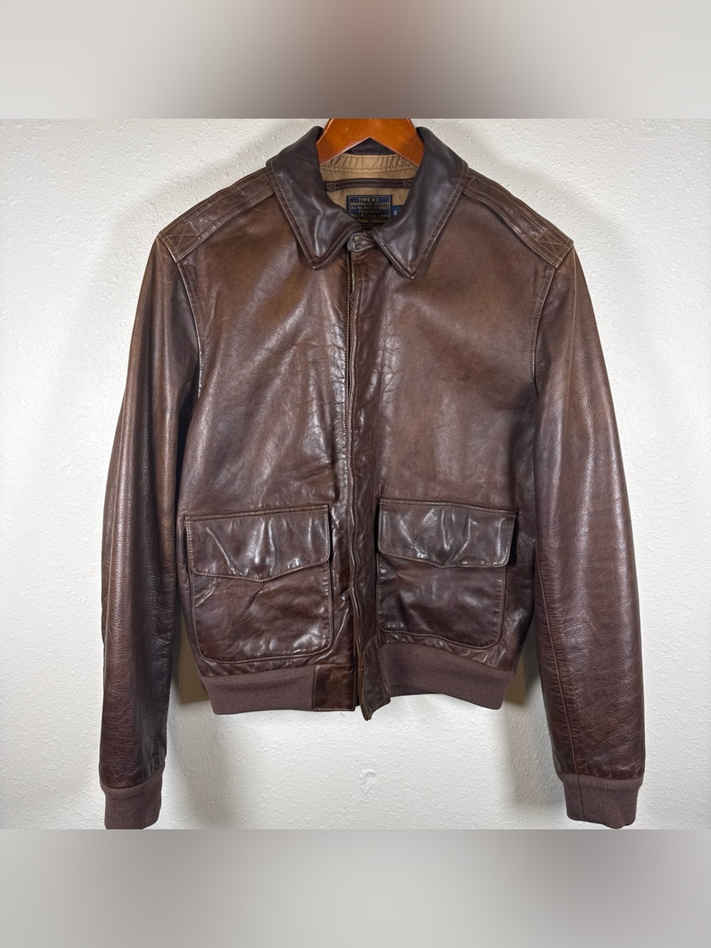 POLO RALPH LAUREN Brown "A–2" Cowhide Leather Flight Bomber Jacket Small Vintage
